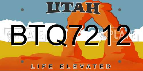 BTQ7212 Utah License Plate