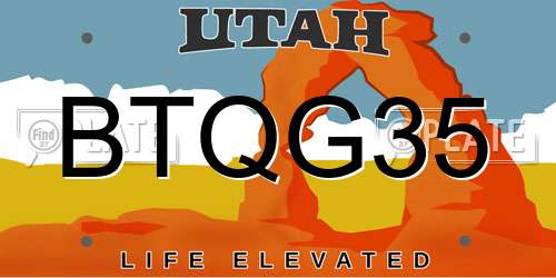 BTQG35 Utah License Plate