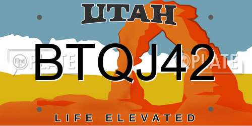 BTQJ42 Utah License Plate