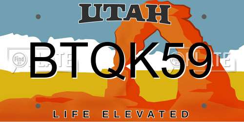 BTQK59 Utah License Plate