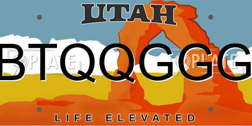 BTQQGGG Utah License Plate