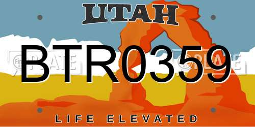 BTR0359 Utah License Plate