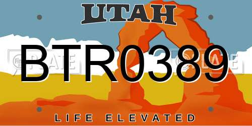 BTR0389 Utah License Plate