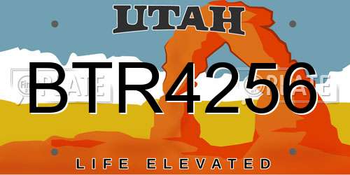BTR4256 Utah License Plate