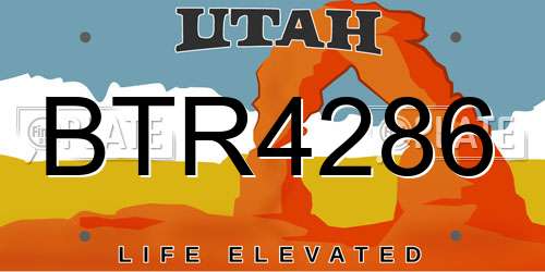 BTR4286 Utah License Plate