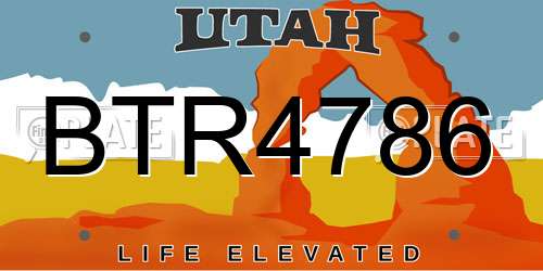 BTR4786 Utah License Plate