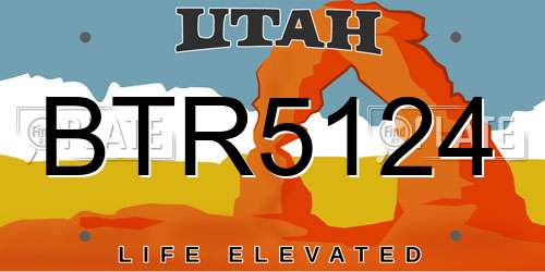 BTR5124 Utah License Plate