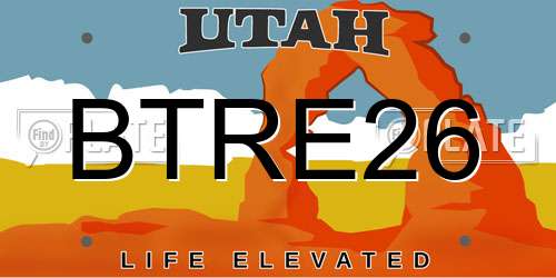 BTRE26 Utah License Plate