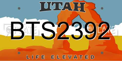 BTS2392 Utah License Plate