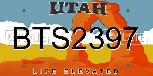 BTS2397 Utah License Plate