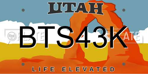 BTS43K Utah License Plate