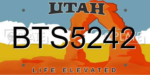 BTS5242 Utah License Plate