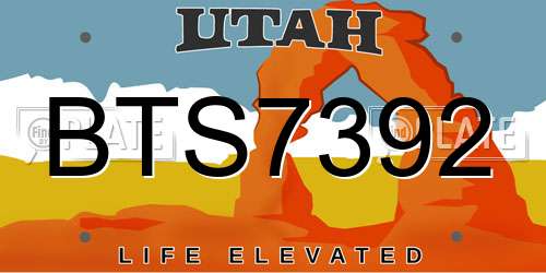 BTS7392 Utah License Plate