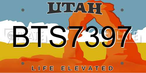 BTS7397 Utah License Plate