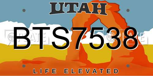 BTS7538 Utah License Plate