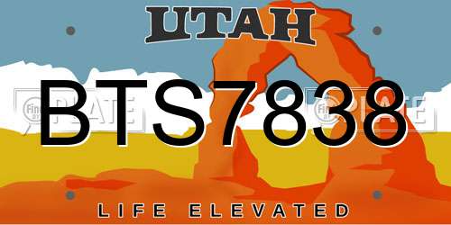 BTS7838 Utah License Plate
