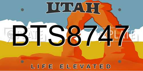 BTS8747 Utah License Plate