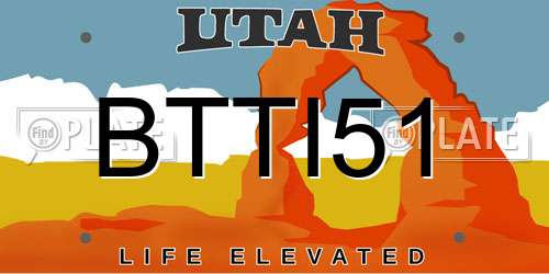 BTTI51 Utah License Plate