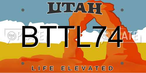 BTTL74 Utah License Plate