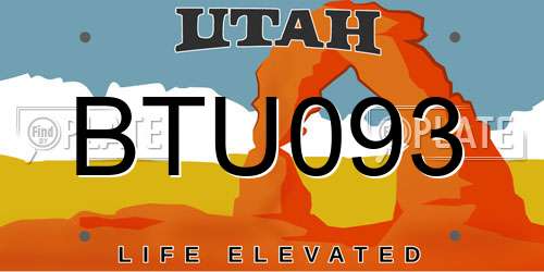 BTU093 Utah License Plate