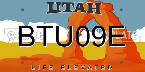 BTU09E Utah License Plate