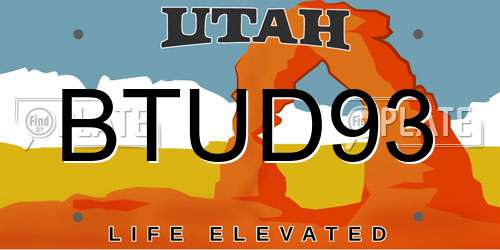 BTUD93 Utah License Plate
