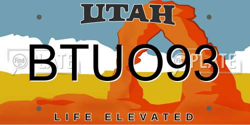 BTUO93 Utah License Plate