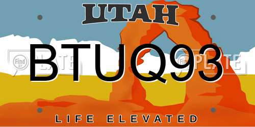 BTUQ93 Utah License Plate