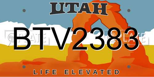 BTV2383 Utah License Plate