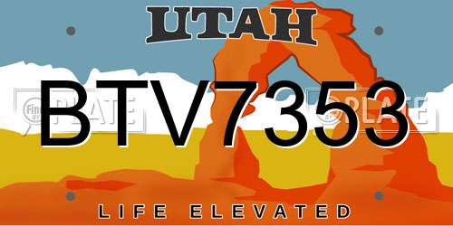 BTV7353 Utah License Plate