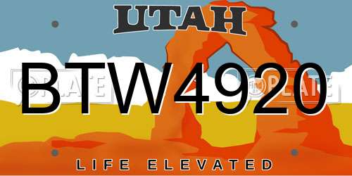 BTW4920 Utah License Plate