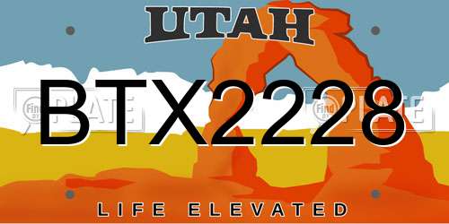 BTX2228 Utah License Plate