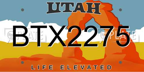 BTX2275 Utah License Plate