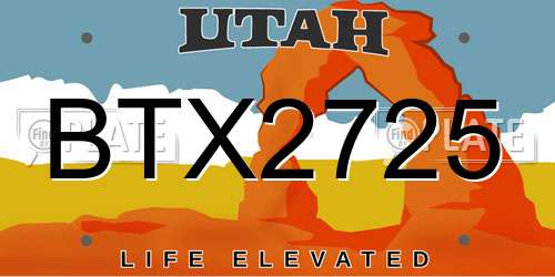 BTX2725 Utah License Plate