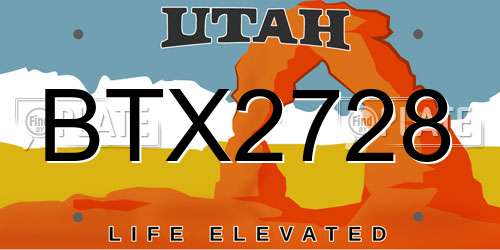 BTX2728 Utah License Plate