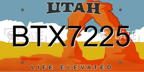 BTX7225 Utah License Plate