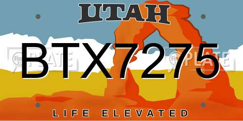 BTX7275 Utah License Plate