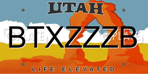 BTXZZZB Utah License Plate