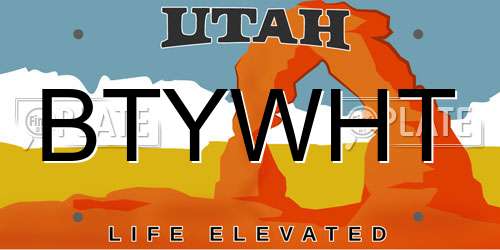 BTYWHT Utah License Plate
