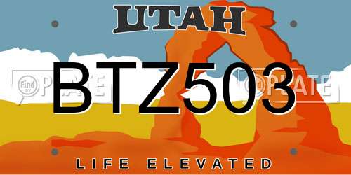 BTZ503 Utah License Plate