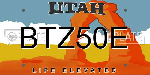 BTZ50E Utah License Plate
