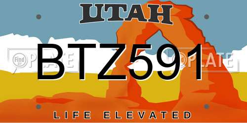 BTZ591 Utah License Plate