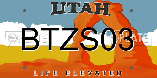 BTZS03 Utah License Plate