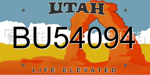 BU54094 Utah License Plate