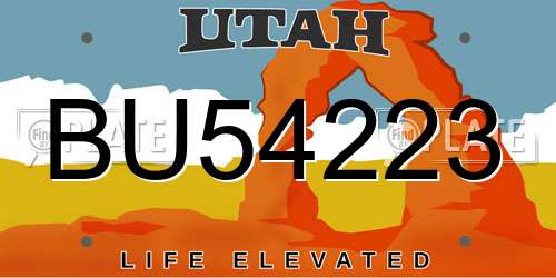 BU54223 Utah License Plate