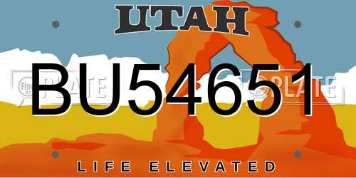 BU54651 Utah License Plate