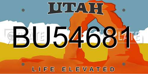 BU54681 Utah License Plate