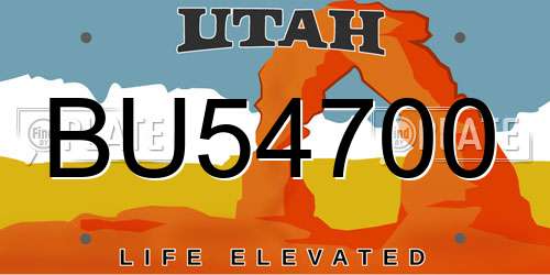 BU54700 Utah License Plate