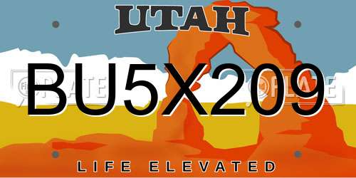 BU5X209 Utah License Plate