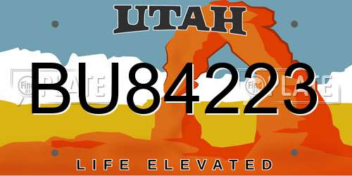 BU84223 Utah License Plate